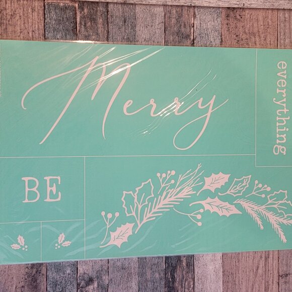 Merry & Holly ~ Reuseable silk screen stencil 12 x 18 - Picture 1 of 2